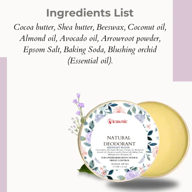 Mid Night Water Natural Deodorant For Underarms 35gms - Image 6